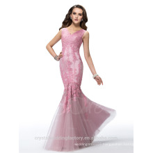 Alibaba Elegant Applique Long New Designer V Neck Soft Lace Mermaid Evening Dresses Or Bridesmaid Dress LE10